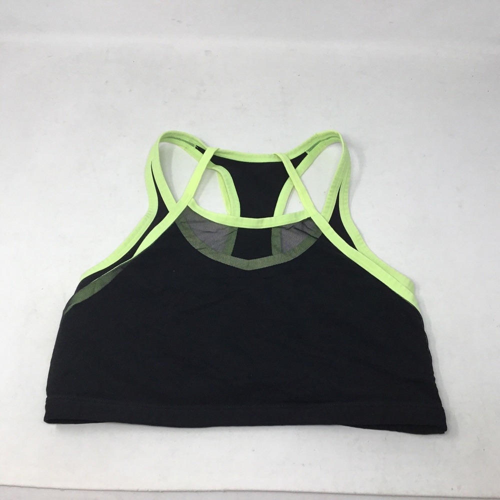 Zella Body Black And Yellow Sports Bra Women's Large With A Sheer Overlay